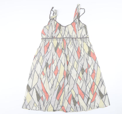 mamas & papas Womens Multicoloured Geometric Cotton A-Line Size 12 V-Neck Zip