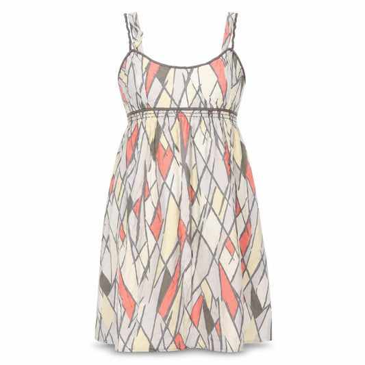 Front view of mamas & papas women’s multicoloured geometric cotton a-line, size UK 12, v-neck zip