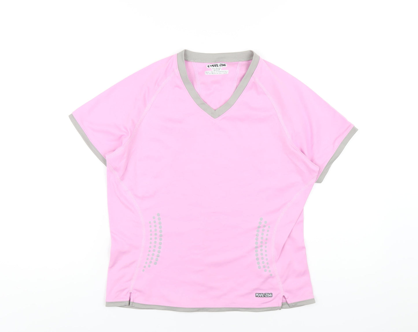 Pearl Izumi Womens Pink Polyester Basic Polo Size M V-Neck Pullover