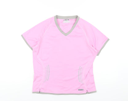 Pearl Izumi Womens Pink Polyester Basic Polo Size M V-Neck Pullover