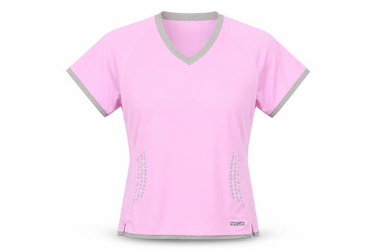 Pearl Izumi Womens Pink Polyester Basic Polo Size M V-Neck Pullover