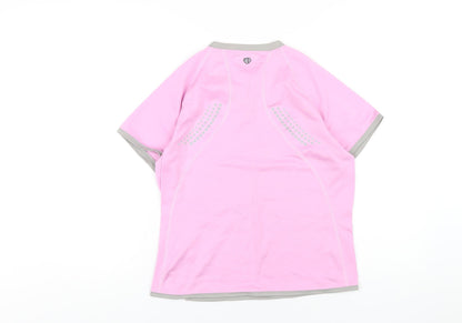 Pearl Izumi Womens Pink Polyester Basic Polo Size M V-Neck Pullover
