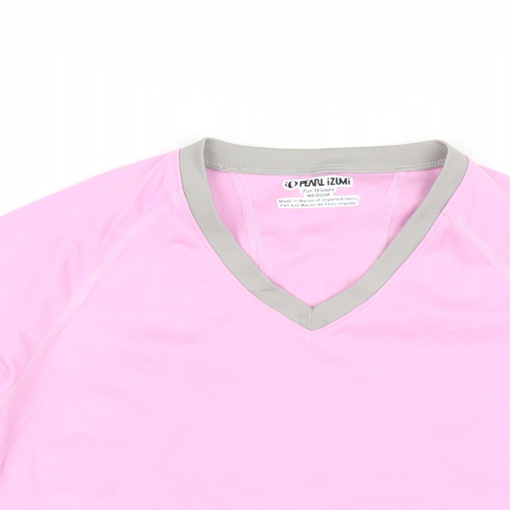 Pearl Izumi Womens Pink Polyester Basic Polo Size M V-Neck Pullover