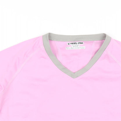 Pearl Izumi Womens Pink Polyester Basic Polo Size M V-Neck Pullover