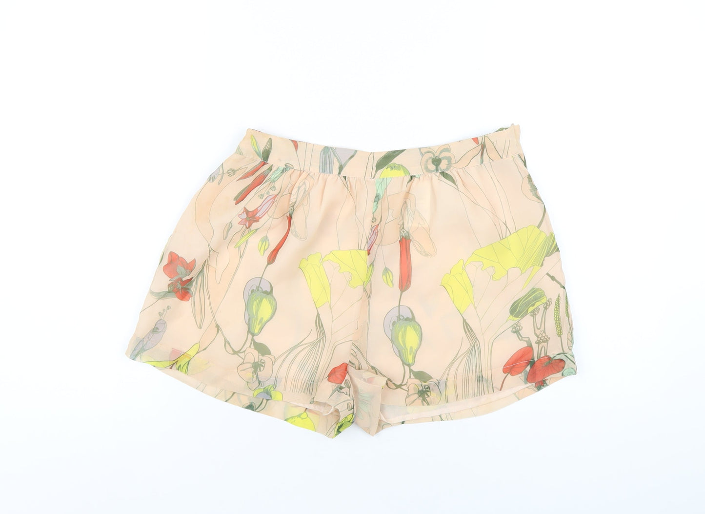 H&M Womens Multicoloured Geometric Polyester Basic Shorts Size 8 Regular Zip