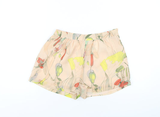 H&M Womens Multicoloured Geometric Polyester Basic Shorts Size 8 Regular Zip