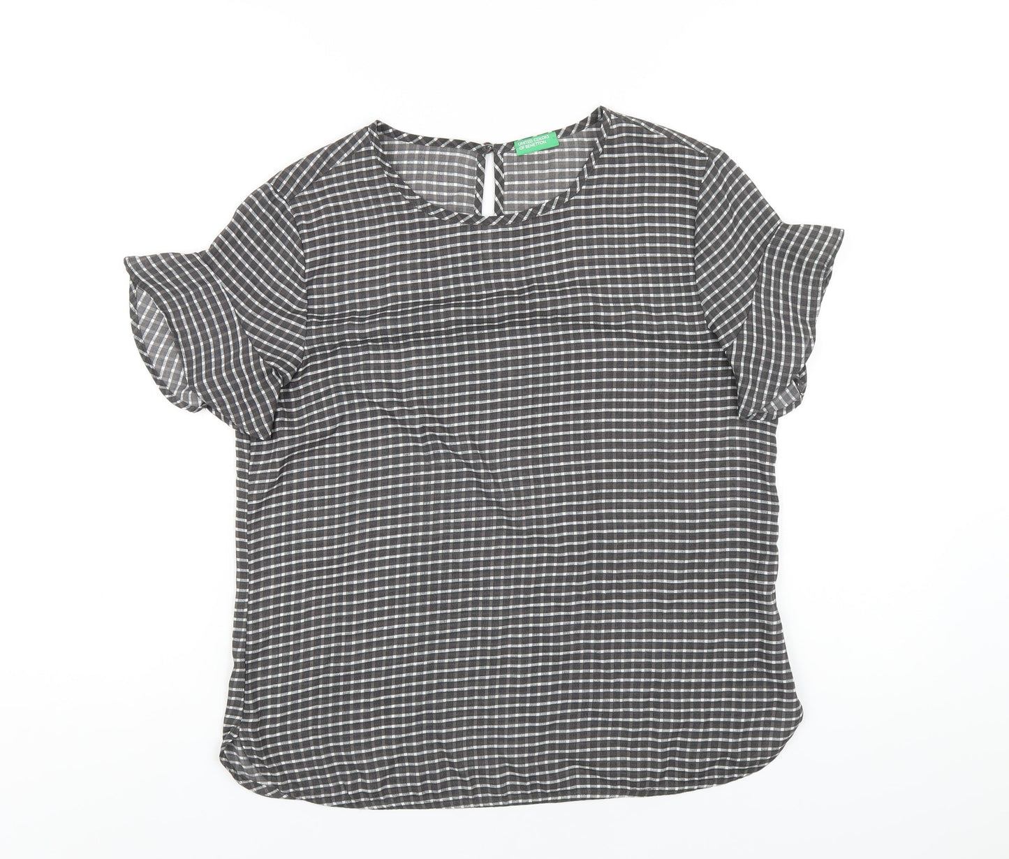 Womens UK Size S United Colors of Benetton Grey Basic T-Shirt