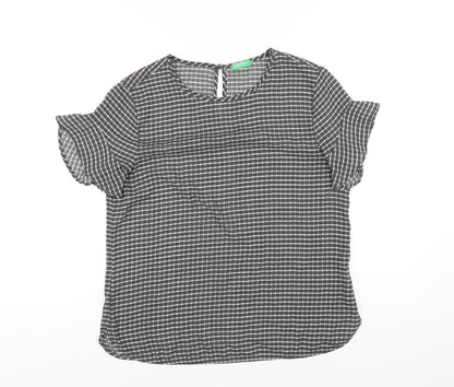 Womens UK Size S United Colors of Benetton Grey Basic T-Shirt