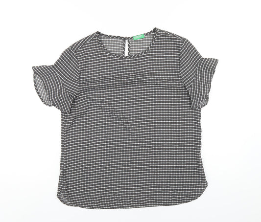Womens UK Size S United Colors of Benetton Grey Basic T-Shirt