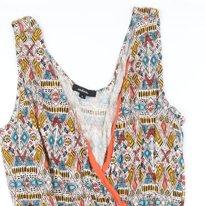Ambiance Womens Multicoloured Geometric Vinyl Playsuit One-Piece Size S Pullover