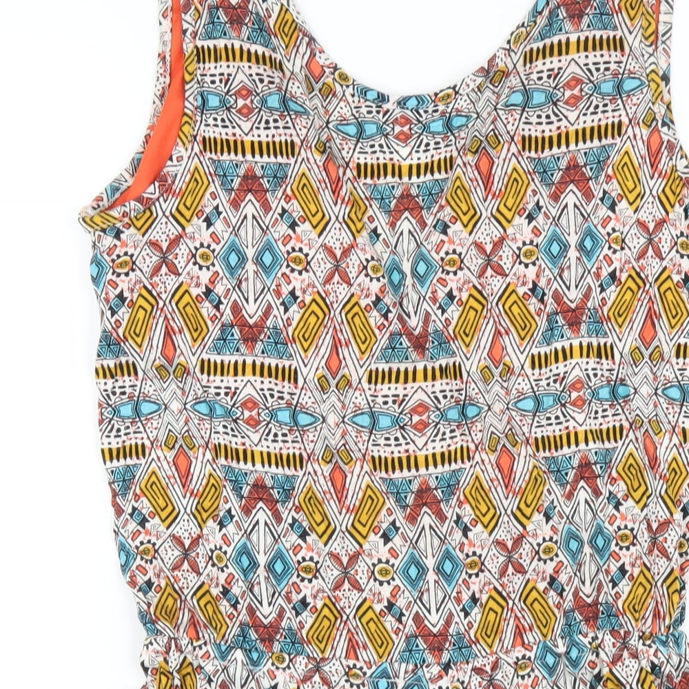 Ambiance Womens Multicoloured Geometric Vinyl Playsuit One-Piece Size S Pullover