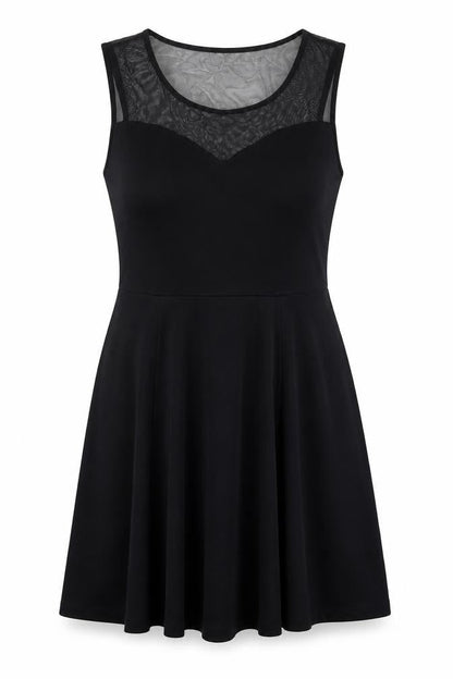 H&M Womens Black Polyester Skater Dress Size M Round Neck Pullover