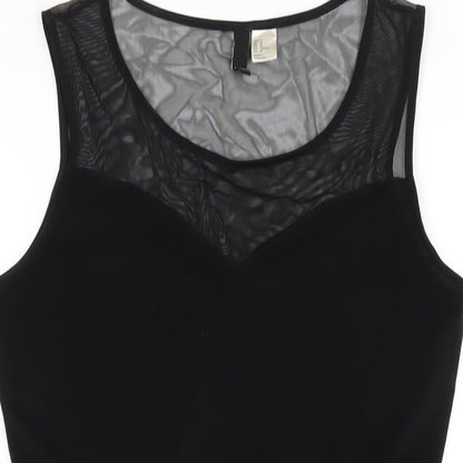 H&M Womens Black Polyester Skater Dress Size M Round Neck Pullover