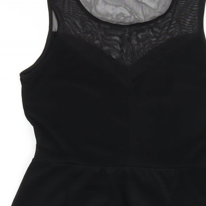 H&M Womens Black Polyester Skater Dress Size M Round Neck Pullover