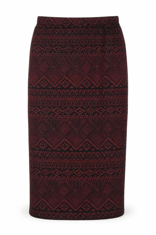 Club L Womens Red Geometric Viscose Straight & Pencil Skirt Size 8
