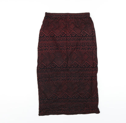 Club L Womens Red Geometric Viscose Straight & Pencil Skirt Size 8