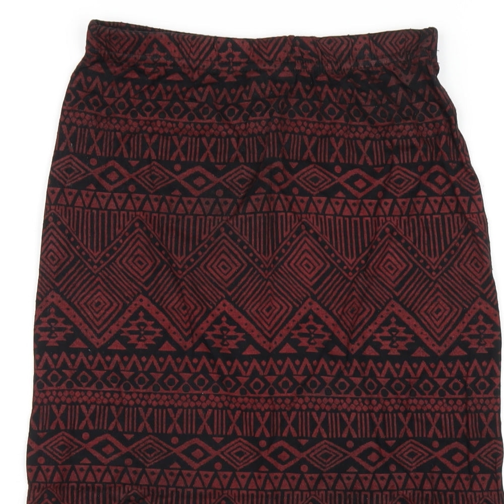 Club L Womens Red Geometric Viscose Straight & Pencil Skirt Size 8