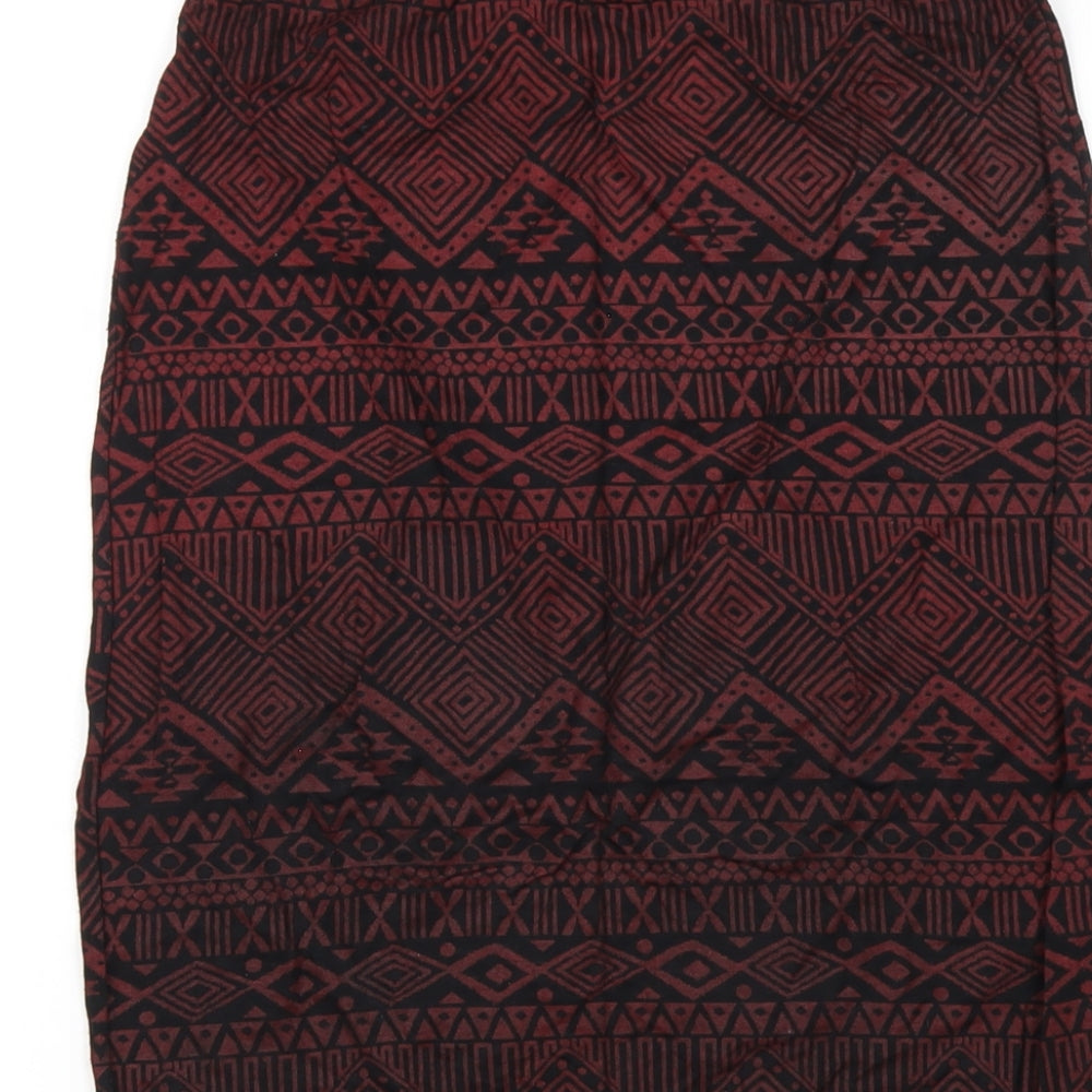 Club L Womens Red Geometric Viscose Straight & Pencil Skirt Size 8
