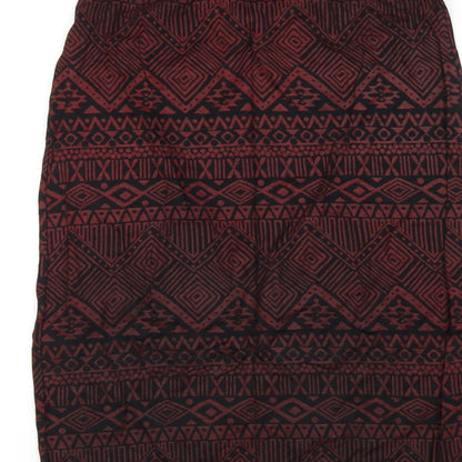 Club L Womens Red Geometric Viscose Straight & Pencil Skirt Size 8