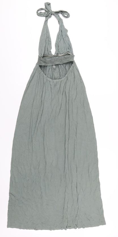 ASOS Womens Green Viscose Maxi Size 8 Halter Tie