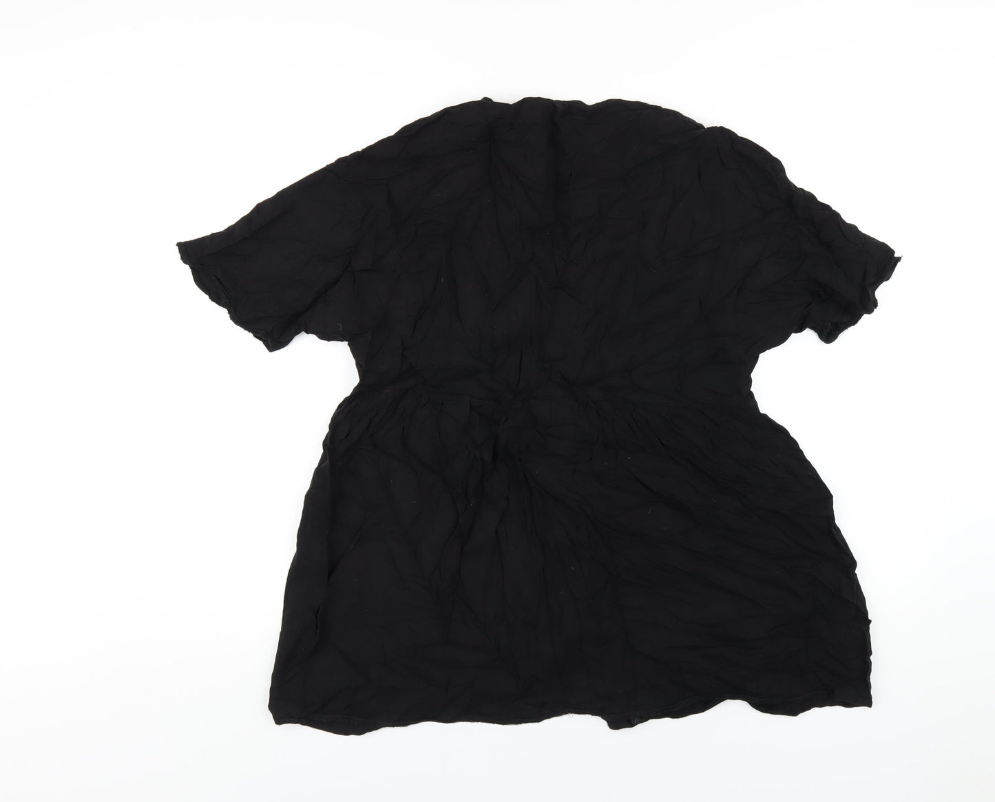 ASOS Womens Black Viscose Trapeze & Swing Size 4 V-Neck Button