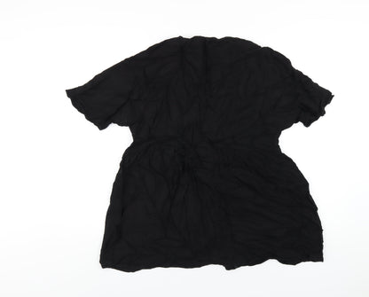 ASOS Womens Black Viscose Trapeze & Swing Size 4 V-Neck Button