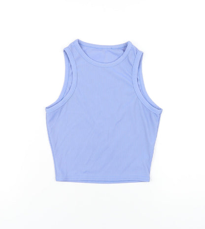 prettylitt Womens Blue Polyester Cropped Tank Size 6 Round Neck