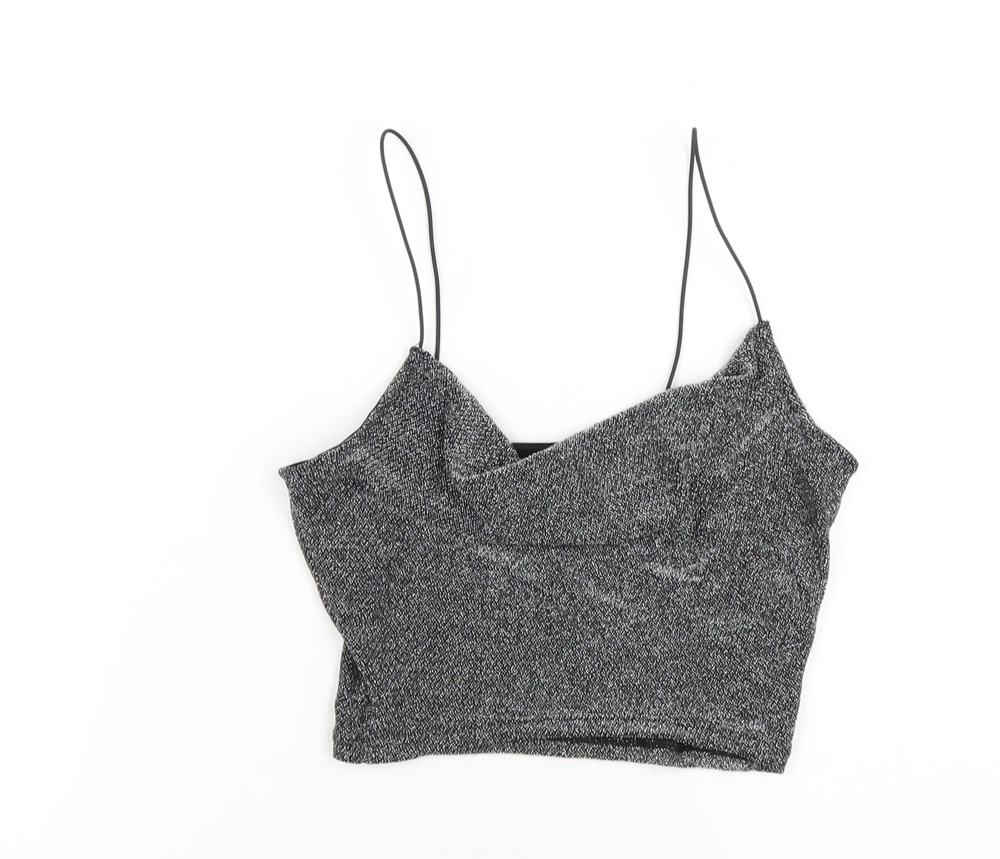 H&M Womens Black Polyamide Basic T-Shirt Size XS Cowl Neck