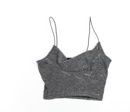 H&M Womens Black Polyamide Basic T-Shirt Size XS Cowl Neck