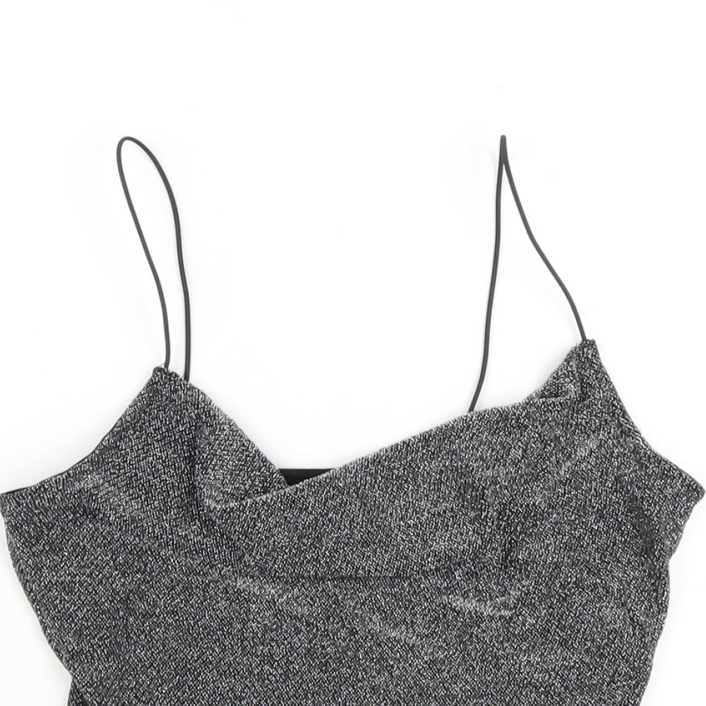 H&M Womens Black Polyamide Basic T-Shirt Size XS Cowl Neck