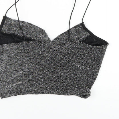 H&M Womens Black Polyamide Basic T-Shirt Size XS Cowl Neck