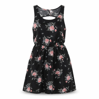H&M Womens Black Floral Polyester A-Line Size 8 Scoop Neck Pullover