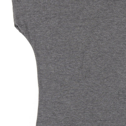 Boohoo Womens Grey Viscose Bodycon Size 6 Round Neck Pullover