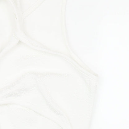 PRETTYLITTLETHING Womens White Polyester Bodycon Size 10 Mock Neck Pullover - Cut Out Twist Front