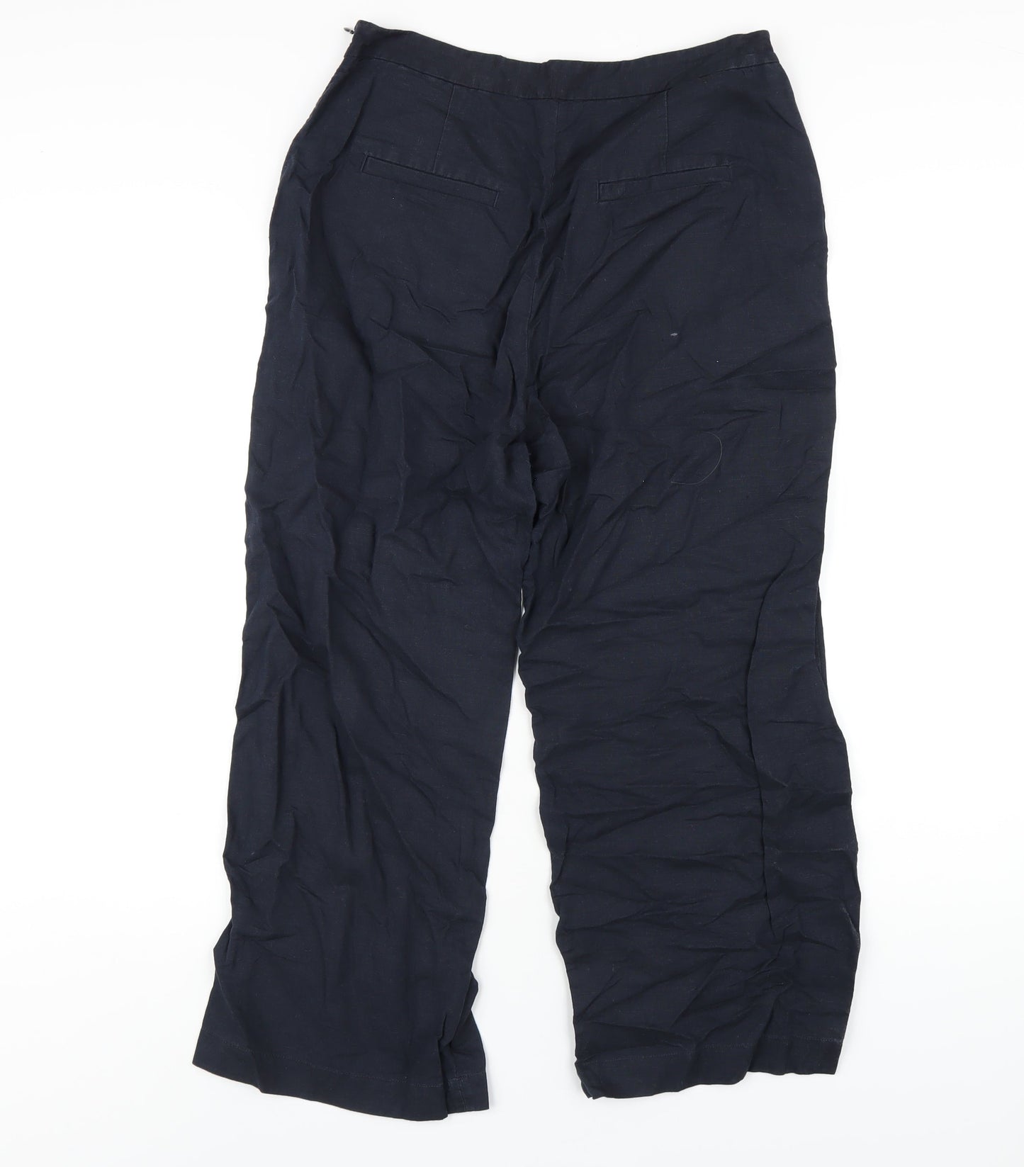 Great Plains Womens Blue Linen Trousers Size 12 L26 in Regular Zip