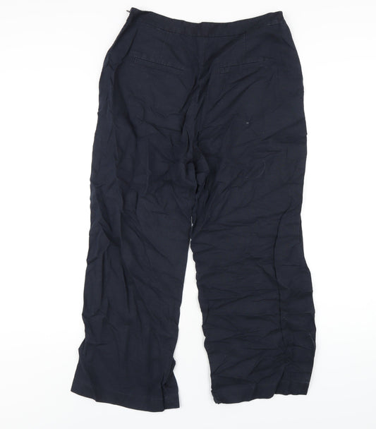 Great Plains Womens Blue Linen Trousers Size 12 L26 in Regular Zip
