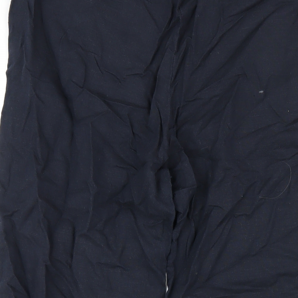 Great Plains Womens Blue Linen Trousers Size 12 L26 in Regular Zip