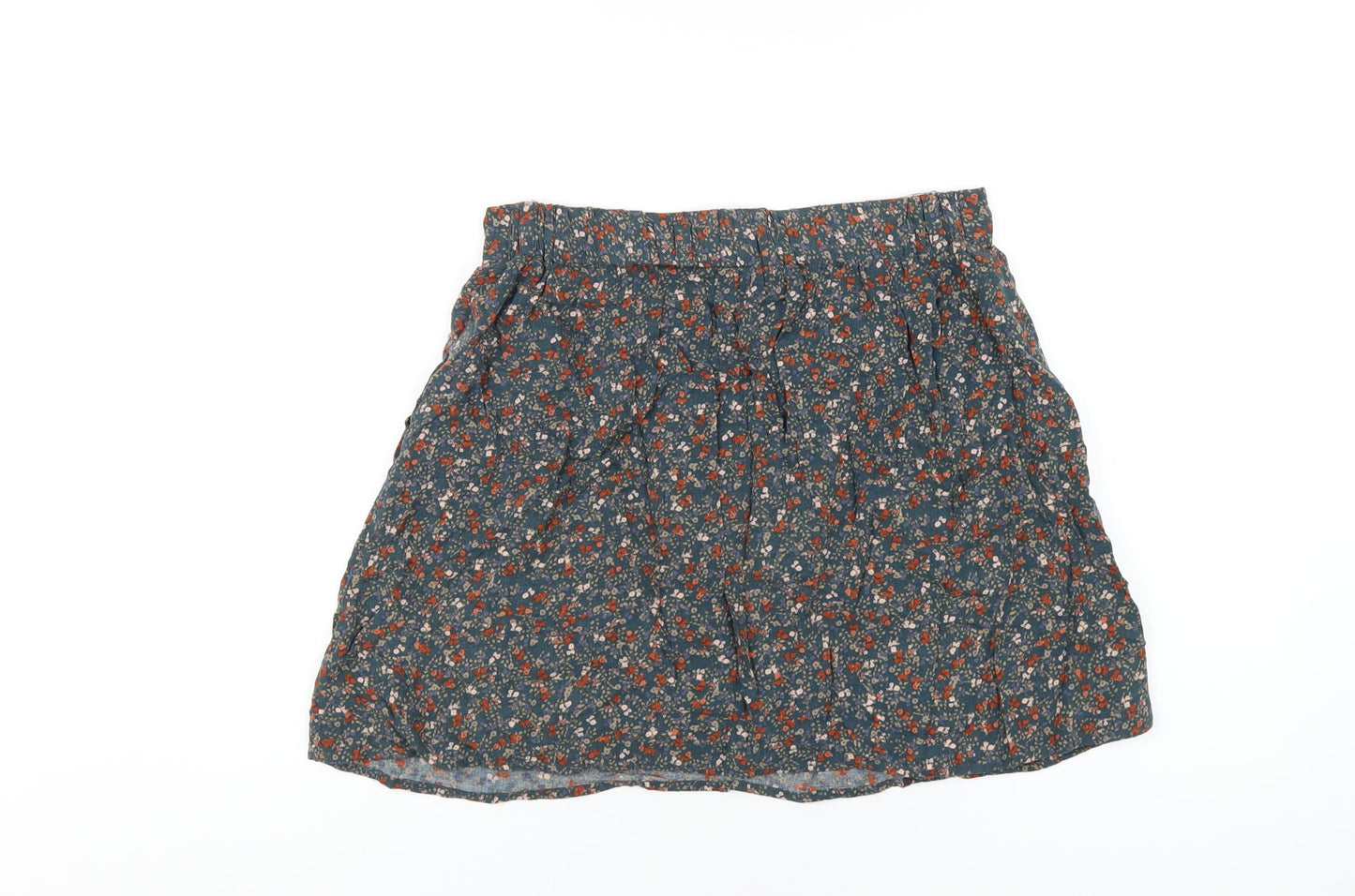 Indigo Womens Blue Floral Viscose A-Line Skirt Size 10