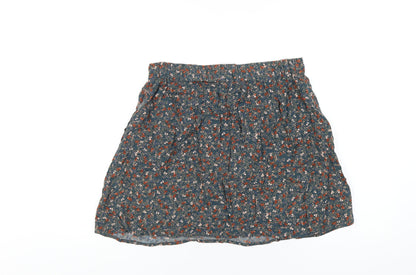Indigo Womens Blue Floral Viscose A-Line Skirt Size 10