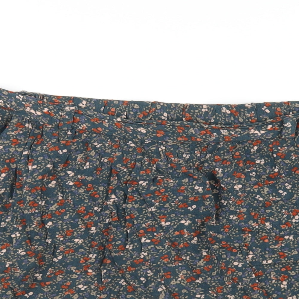 Indigo Womens Blue Floral Viscose A-Line Skirt Size 10