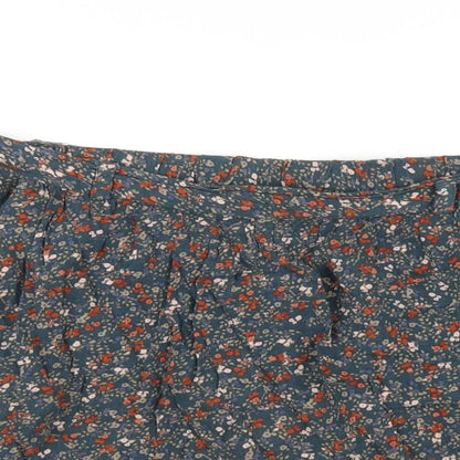 Indigo Womens Blue Floral Viscose A-Line Skirt Size 10