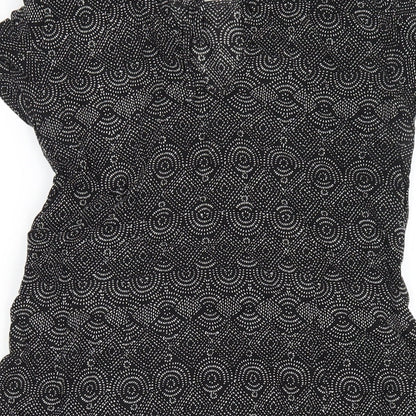 H&M Womens Black Geometric Viscose A-Line Size 4 Round Neck Tie