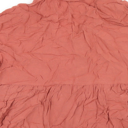 ASOS Womens Orange Viscose Trapeze & Swing Size 4 V-Neck Button