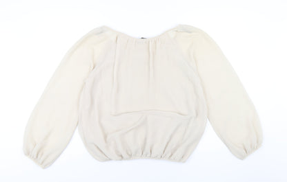 Dorothy Perkins Womens Beige Polyester Basic Blouse Size 12 V-Neck