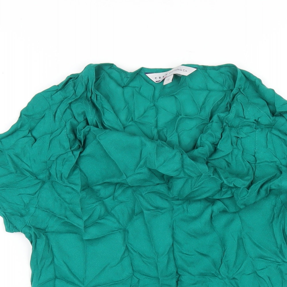 Womens UK Size 10 Crew Clothing Green Basic T-Shirt