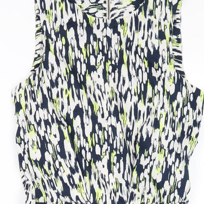 Closet Blu Womens Multicoloured Geometric Polyester A-Line Size 8 Round Neck Zip