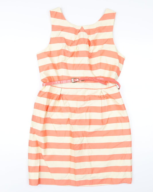 Oasis Womens Orange Cotton A-Line Size 16 Round Neck Zip