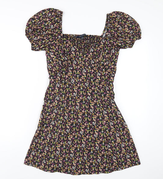 French Connection Womens Multicoloured Floral Polyester A-Line Size 8 V-Neck Zip