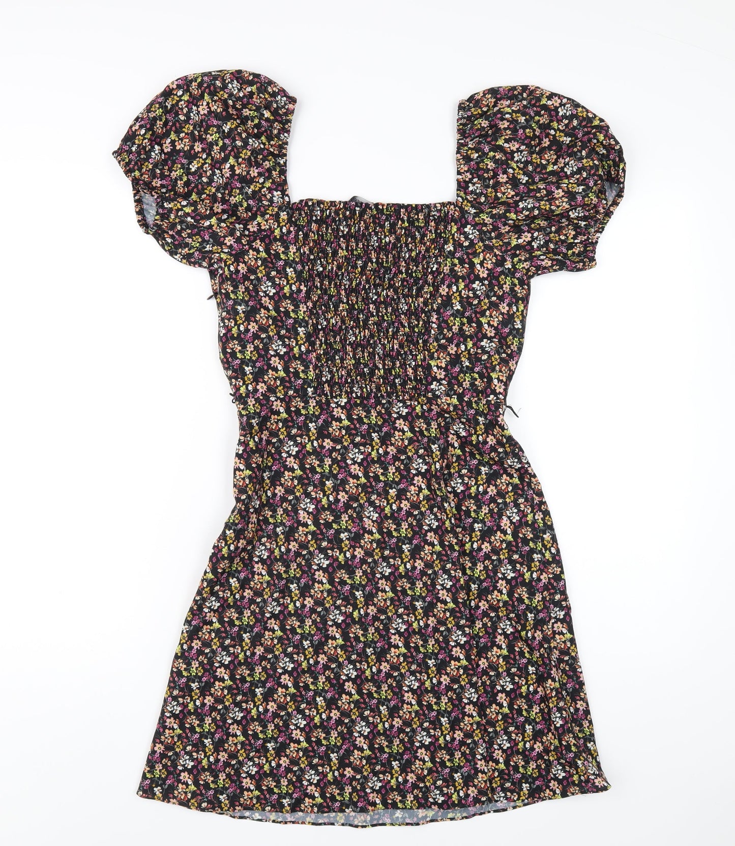 French Connection Womens Multicoloured Floral Polyester A-Line Size 8 V-Neck Zip