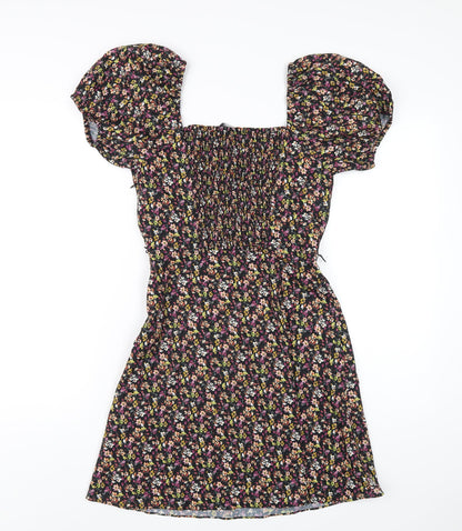 French Connection Womens Multicoloured Floral Polyester A-Line Size 8 V-Neck Zip